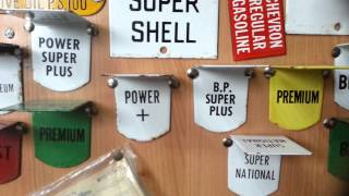 Enamel Sign  Petrol Pump Label  Petroliana Garage Automobilia Collection so far [upl. by Earb]