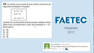 Matemática  FAETEC  Prova 2017  Questão 23 [upl. by Muldon678]