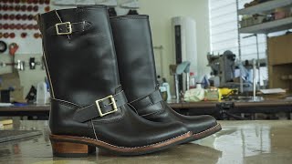 Making HANDMADE Engineer boots in Horween chromexcel cow leather [upl. by Norret749]