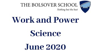 Work and Power  Science  The Bolsover School [upl. by Sophi]