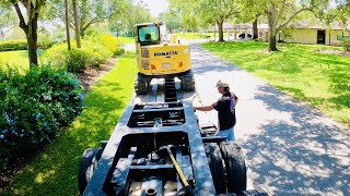 Hauling Heavy Equipment Thru Tight Neighborhood Roads [upl. by Tamas]