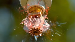 How a Fire Sprinkler Works at 100000fps  The Slow Mo Guys [upl. by Ellivnarg]