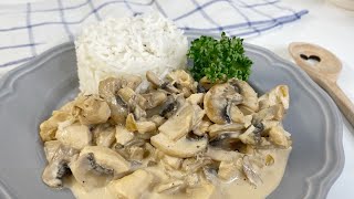 Rezept Hähnchen in Champignon Rahmsauce mit Reis  Mega lecker [upl. by Laise14]