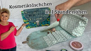 DIY Kosmetiktäschchen mit praktischer Lasche nähen Nähanleitung für Anfänger [upl. by Andel]