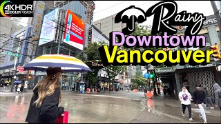 Vancouver Downtown walk in the rain☂︎ 🇨🇦BC Canada Virtual Walking Tour Canada Trip 4K HDR 60fps [upl. by Birchard427]