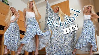 DIY trendy langer Wickelrock mit Rüschen OHNE SCHNITTMUSTER selber nähen 💃 [upl. by Neo]