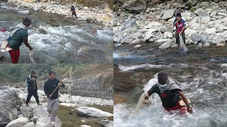 HIMALAYAN TROUT FISHING IN NEPAL  GUYS ARE HAVING FUN  CAST NETTING IN NEPAL  ASALA FISHING [upl. by Atirac]