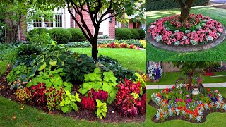 50 Beautiful Garden Flower Beds Around Trees  Landscaping Under Trees [upl. by Uchish]