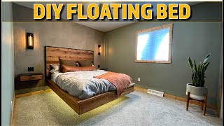 How to Build a FLOATING BED  Bedroom Reno Part 5 [upl. by Anrym]