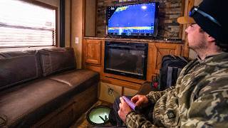 The MOST luxurious ice fishing shack 29 Feet Long [upl. by Danzig942]