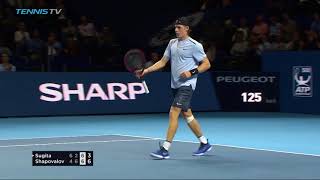 Denis Shapovalov scintillating shots in win vs Yuichi Sugita  Basel 2017 [upl. by Aylward]