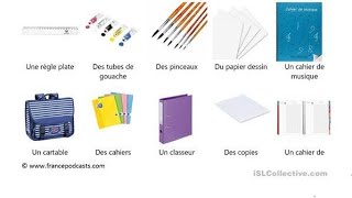 les fournitures scolaires en françaisvocabulaire [upl. by Enifesoj]