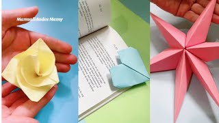 Origami Tutorial  HOW to make StarRoseHeart bookmark very easy Step by steps [upl. by Immak]