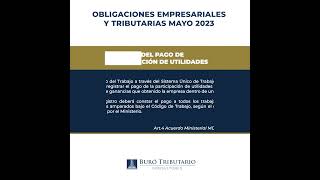 🗓 Obligaciones Empresariales y Tributarias mayo 2023 [upl. by Toby]