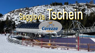 Seggiovia Tschein veloce e soleggiata risalita ai piedi del Catinaccio dolomitisuperski skiing [upl. by Ponton]