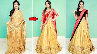 Easy LEHENGA STYLE Saree Draping  Navratri Special LEHENGA SAREE DRAPING  Drape Saree as a Lehenga [upl. by Blondelle]