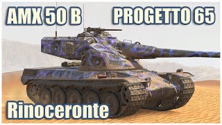 AMX 50 B Progetto 65 amp Rinoceronte • WoT Blitz Gameplay [upl. by Ahsiat266]