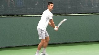 Novak Djokovic Forehand and Backhand from Side View  Indian Wells 2013 [upl. by Aehsel772]