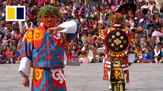 Thousands attend Bhutan’s ‘masked dance’ festival [upl. by Esoj388]