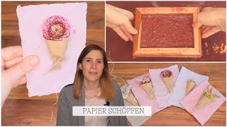 Papierschöpfen  DIY Grußkarten basteln  Trockenblumen DIY [upl. by Gaelan]