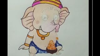 How to Ganesh ji pencil colour  drawing  panting  step by step [upl. by Eelynnhoj]