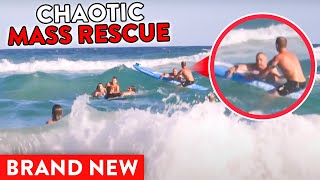 HighStress Mass Rescue Lifeguards Save Tourists from Powerful Rip Current [upl. by Ttenna]