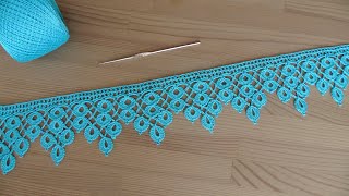 ЛЕНТОЧНОЕ КРУЖЕВО Капельки вязание крючком КАЙМА Crochet Ribbon Lace Border [upl. by Brookhouse340]