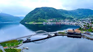 🇳🇴 Sogndal Norway Sognefjord Ferry  Scenic Relaxing Drone Footage Full HD [upl. by Jojo]