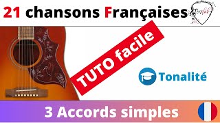 21 chansons françaises faciles 3 accords  Notion de tonalité Tuto guitare Terafab [upl. by Arnuad]