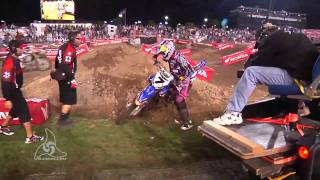 James Stewart 2011 Daytona Supercross CRASH NOT from TV [upl. by Nohpets]