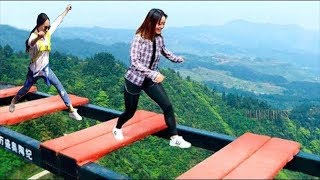 Scary Glass bridge in china  Try Not To Laugh  Comedy Video  Part 3 [upl. by Ginny]