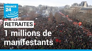 Plus dun million de personnes manifestent en France contre la réforme des retraites • FRANCE 24 [upl. by Herwig]