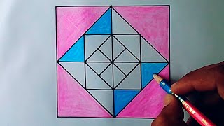 Geometry Design Drawing  Square Geometric Designs [upl. by Lodhia767]