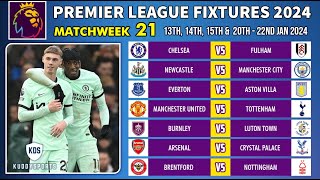 EPL FIXTURES TODAY  MATCHWEEK 21  PREMIER LEAGUE FIXTURES 202324  EPL FIXTURES 20232024 [upl. by Reifel]