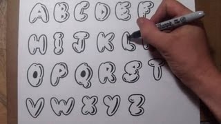 How To Draw Bubble Letters  Easy Graffiti Style Lettering [upl. by Robina]