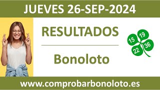 Resultado del sorteo Bonoloto del jueves 26 de septiembre de 2024 [upl. by Akselaw322]