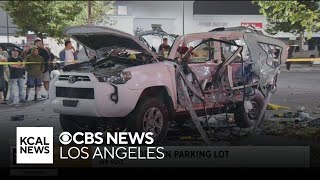 SUV flies into pieces in Van Nuys after man lights up cigarette inside [upl. by Shayne]