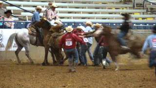 Clovis Ranch Rodeo Bronc Riding Wreck [upl. by Neirb]