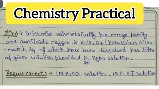 Determine volumetrically percentage purity and available oxygen in K2Cr2O73g of which are [upl. by Atsocal531]