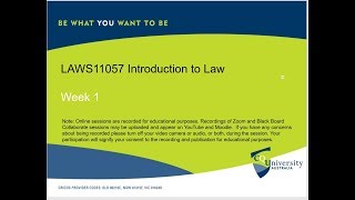 LAWS11057 Introduction to Law Week 1 by John Milburn [upl. by Dupuy]