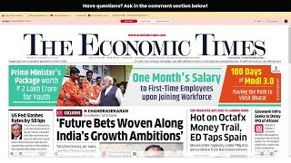 19 September 2024  The Economic Times Newspaper  Daily Finance amp Business News Analysis [upl. by Akitnahs]