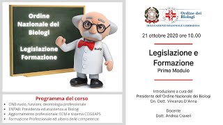 Webinar Delegazione ONB LOMBARDIA Legislazione e Formazione  Dott A Craveri [upl. by Donald]