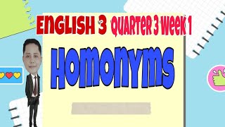 ENGLISH 3 Quarter 3 WEEK 3  HYPONYMS [upl. by Bianca]