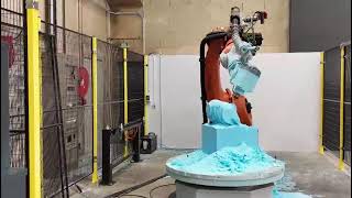 Robotic Stone milling with KUKA KR360 Krc4 HSD and rotating table [upl. by Cara]