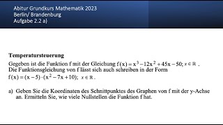 Abitur Mathematik Grundkurs 2023 BerlinBrandenburg Aufgabe 22 a [upl. by Ossy]