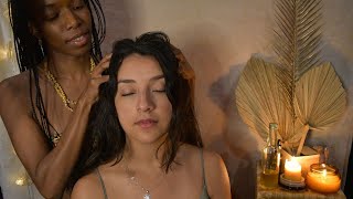 ASMR HEALING Massage Scalp Check Oil Treatment Hands Massage  She fell Asleep  Energy cleansing [upl. by Scharf]