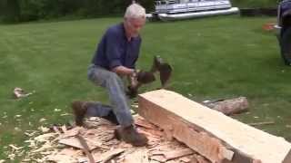 Hand Hewing a log with John Foreman [upl. by Asilat61]