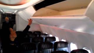 Overhead bins on the new Alaska Airlines 737800 with Boeings new Sky Interior [upl. by Acinna]