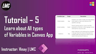 Tutorial 5 Learn about Variables in PowerApps [upl. by Mahmoud]