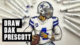 Drawing Dak Prescott in a COMIC BOOK STYLE [upl. by Maya677]